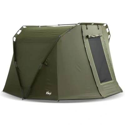 Abbildung von Lucx® Caracal Angelzelt 1 bis 2 Mann Bivvy Personen Karpfenzelt Carp Dome Anglerzelt 295x290x165cm 10.000mm Wassersäule Campingzelt
