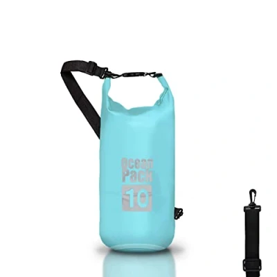 Abbildung von Dry Bag wasserdichte Tasche Meer 5L 10L 20L mit verstellbarem Schultergurt, Waterproof trockener Beutel/Sack, Kayaking Boots Ausflug Kanu/Fischen/Rafting/Snowboarding (Blau, 10l)