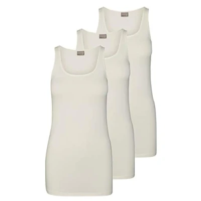 Abbildung von VERO MODA Damen VMMAXI My Soft Long Tank TOP GA 3P 10229554, Weiß (3X Snow White), XS