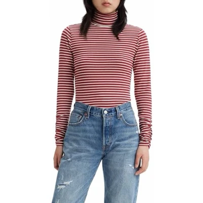 Abbildung von Levi&#039;s Ruched Turtleneck Langarmshirt, Damen, Größe: XS, Dill syrah