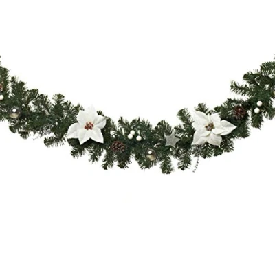 Abbildung von Heitmann Deco Tannengirlande innen Weihnachtsgirlande Dekogirlande natürliche Dekoration Grün, Weiss, Silber