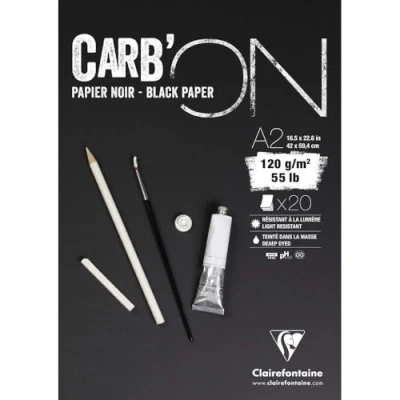 Abbildung von Clairefontaine 975040C Zeichenblock Carb&#039;On (120 g, ideal für Trockentechniken, DIN A3, 29,7 x 42 cm, geleimt, 20 Blatt) schwarz