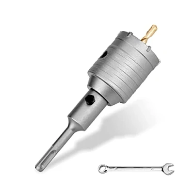Abbildung von Bohrkrone 52mm SDS plus set,M22 Gewinde Adapter 120mm und Zentrierbohrer 8x110mm,Wandlochsägebohrer für Mauerwerk Natursteine Sandsteine Kunststeine Beton Marmor(52mm)
