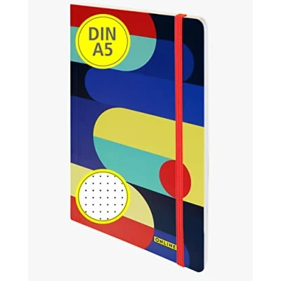 Abbildung von ONLINE Bullet Journal Pop Art, 120 g/m² FSC Papier, DIN A5, 144 Innenseiten dotted/gepunket, Notizbuch mit Soft Cover und Gummiband, Tagebuch für Notizen, Skizzen, Lettering