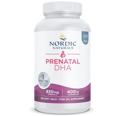 Abbildung von Nordic Naturals, Prenatal DHA, 830mg Omega 3 mit EPA und hochdosiert, geschmacksneutral, 180 Weichkapseln, Laborgeprüft, Sojafrei, Glutenfrei, Ohne Gentechnik