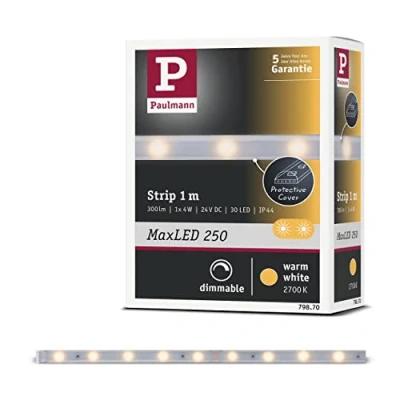 Abbildung von Paulmann 79870 LED Stripe MaxLED 250 Warmweiß 2700K 1m IP44 Protect Cover incl. 1x4 Watt Strip Lichtband, Silber