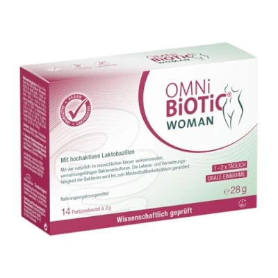 Abbildung von OMNi BiOTiC WOMAN 14 Portionen 4 Bakterienstämme 10 Mrd. Keime pro Tagesdosis Pulver Vegan Glutenfrei Lactosefrei Zur täglichen Anwendung Einfach trinken