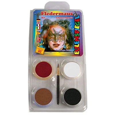 Abbildung von Eulenspiegel 204306 Motiv Set Fledermaus, 4 Farben, 1 Glitzer, Pinsel, Anleitung, für ca. 40 Masken, Karneval, Motto Party