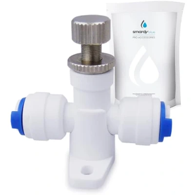 Abbildung von smardy Manueller Durchflussbegrenzer 1/4 Zoll Wasserdurchfluss Einstellventil Quick Verbindung Regler für 1/4&quot; (6,35mm) Schlauch Umkehrosmose Wasserfilter Kühlschrank Side by