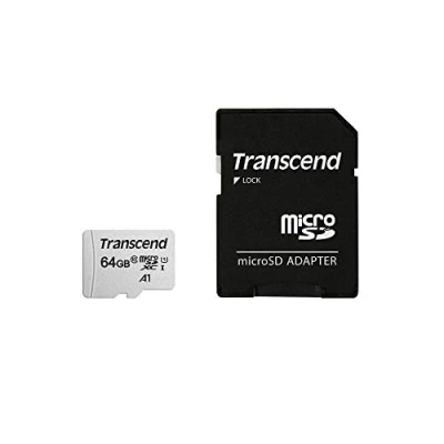 Abbildung von Transcend Highspeed 64GB micro SDXC/SDHC Speicherkarte (für Smartphones, etc. und Digitalkameras) / 4K, Class 10, UHS I, A1 TS64GUSD300S AE (mit Adapter) silber