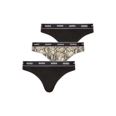 Abbildung von HUGO Thong Design 3 PACK String, Damen, Größe: Medium, Black/beige