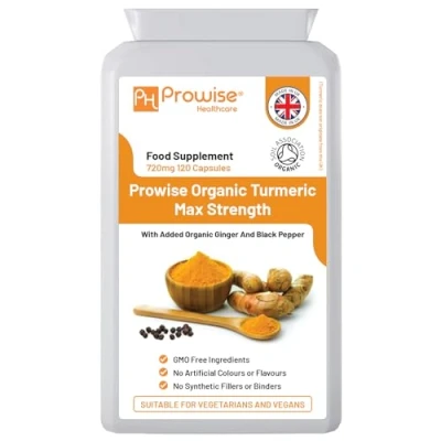 Abbildung von Kurkuma Curcumin 720 mg 120 Kapseln und Schwarzpfeffer mit hoher Wirksamkeit Vegane vegetarische Ergänzungsmittel