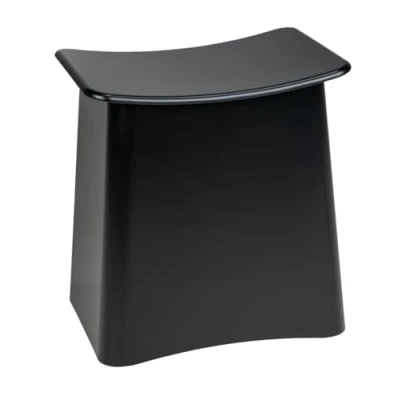 Abbildung von WENKO Badhocker Wing, 2 in 1, Sitzhocker und Wäschekorb, Hocker mit Deckel herausnehmbarem Wäschesack, aus hochwertigem Kunststoff, Fassungsvermögen Wäschesammler 33 L, 45 x 48 cm, Schwarz