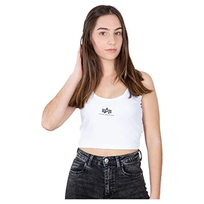 Abbildung von Alpha Industries Damen Basic Crop SL Wmn Tank Top T Shirt, White, S
