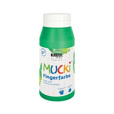 Abbildung von KREUL 23210 Mucki leuchtkräftige Fingerfarbe, 750 ml in grün, auf Wasserbasis, parabenfrei, glutenfrei, laktosefrei und vegan, auswaschbar, vermalbar mit Pinsel, Schwamm, Spachtel Fingern
