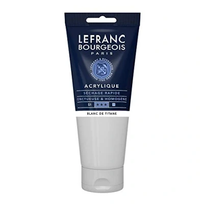 Abbildung von Lefranc Bourgeois 300452 Fine Acrylfarbe Titanweiss, 200ml Tube, cremige auf Wasserbasis, schnell trocknend, lichtecht, wasserfest