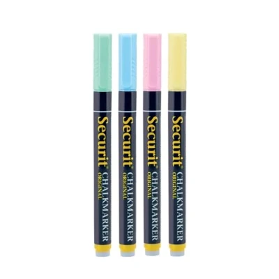 Abbildung von SECURIT Blister 4 Flüssigkreidemarker feine Spitze Pastel