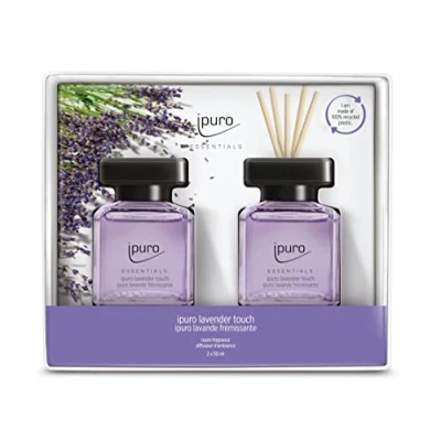 Abbildung von ipuro Essentials Raumduft LAVENDER TOUCH 2x50ml Raumerfrischer mit Lavendel, Zitrus, Blüten, Minze &amp; Moschus Duft Aroma Diffuser Stäbchen Lufterfrischer für die Wohnung