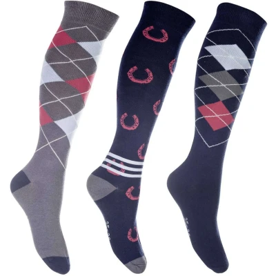 Abbildung von HKM Reitsocken Cardiff Set von 3 dunkelblau rot 35 38