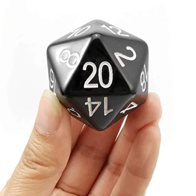 Abbildung von Bescon Jumbo D20 38MM, Big Size 20 Sides Dice Solid Black, Faces Cube 1.5 inch