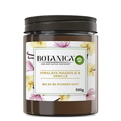 Abbildung von Botanica by Air Wick Duftkerze Duft: Himalaya Magnolie und Vanille Nachhaltig hergestellt mit natürlichen Inhaltsstoffen 1 x 500 g Kerze im Glas