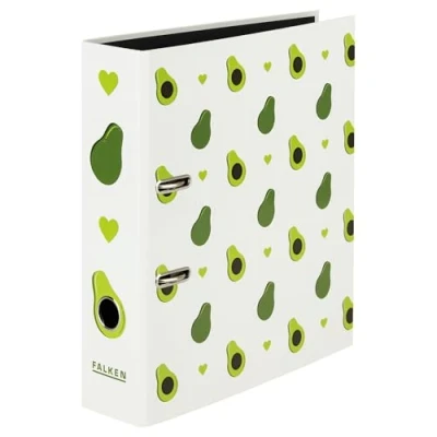 Abbildung von Original Falken Motiv Ordner Avocado. Made in Germany. 8 cm breit DIN A4 schwarzer Innenspiegel Ringordner Aktenordner Briefordner Büroordner Plastikordner Motivordner Social Media
