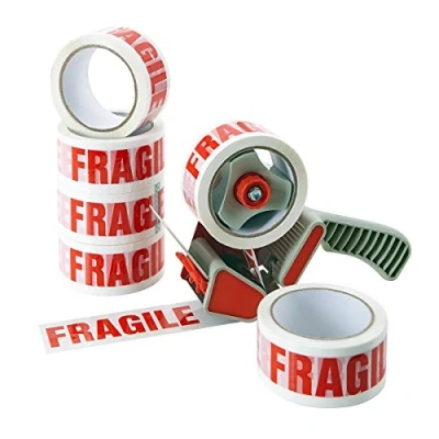 Abbildung von ACIT Klebeband mit Aufschrift Fragile, Packung 6 Rollen, Packband für Umzugskartons, 66 m x 50 mm, Hervorragende Haftung auf Karton und Stretchfolie, Spender nicht im Lieferumfang enthalten