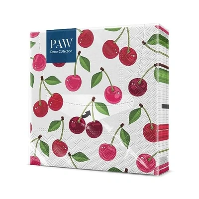 Abbildung von PAW Serviette Papier 3 Plis (33 x 33 cm) I Lot de 20 Fruits, Cerises Décoration Table Idéale Fête D&#039;Anniversaire, Jardin, Famille, Pique Nique (Cherries Pattern)