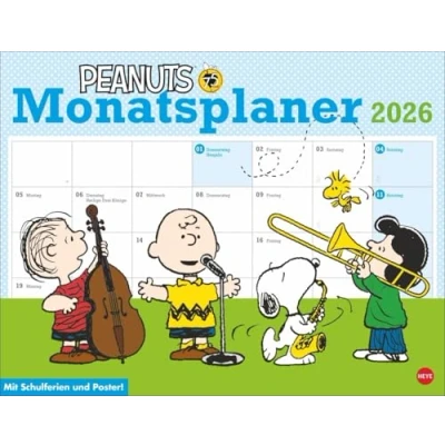 Abbildung von Peanuts Monatsplaner 2026: Praktischer Wandplaner mit den bekannten Comics. Kultiger Wandkalender zum Eintragen. Terminkalender lustigen Bildergeschichten. (Peanuts Kalender Heye)