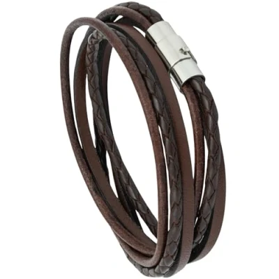 Abbildung von Simaru Armband echtes Leder mit Edelstahl Magnetverschluss, Unisex Lederarmband Made in EU, Wickelarmband für Damen &amp; Herren, hautfreundlich