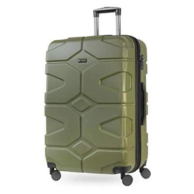 Abbildung von HAUPTSTADTKOFFER X Kölln Großer Hartschalen Koffer, TSA, 4 Doppel Rollen, Trolley, Rollkoffer, Reisekoffer, Volumenerweiterung, 76 cm, 107 120 Liter, Olivgrün matt
