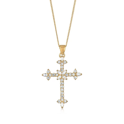 Abbildung von Elli Kreuz Zirkonia Marquise Halskette, Damen, Größe: 45, Gold
