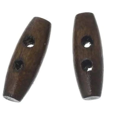 Abbildung von 50 Holzknöpfe, Knebelknöpfe Oval 20 x 7mm dunkelbraun braun 2 Löcher Knebelverschluss Knöpfe aus Holz zum aufnähen annähen Bastelknöpfe Mantelknöpfe