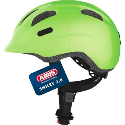Abbildung von ABUS Kinderhelm Smiley 2.0 Robuster Fahrradhelm für Mädchen und Jungs Grün (funkelnd), Größe M
