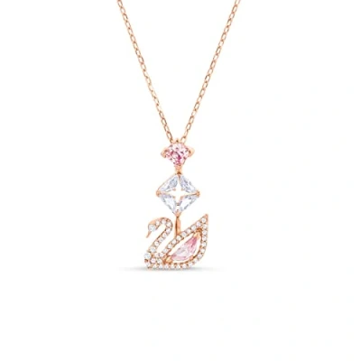 Abbildung von Swarovski Dazzling Swan Y Halskette, Schwan, Rosa, Roségold Legierungsschicht