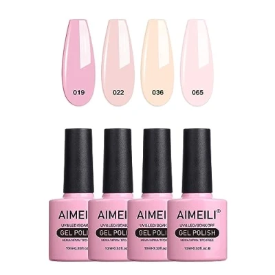 Abbildung von AIMEILI UV LED Gellack mehrfarbig ablösbarer Gel Nagellack Pastell Nail Polish Set 4 x 10ml Kit Nummer 17