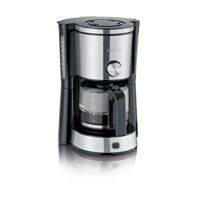 Abbildung von SEVERIN Kaffeemaschine &quot;TypeSwitch&quot; mit Glaskanne, AromaSwitch zur Wahl zwischen 2 Brühprofilen, Kaffeeautomat für bis zu 10 Tassen, 1.000W, Edelstahl gebürstet schwarz, KA 4825