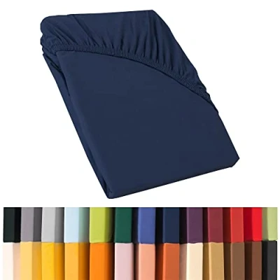 Abbildung von CelinaTex Relax Boxspringbett Wasserbett Spannbettlaken 180x200 200x220 cm dunkel blau Jersey Mako Baumwolle 160g/qm Laken