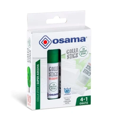 Abbildung von Osama Klebestift Extra Stark, 5 Stück, 10 g Set, Ideal für Schul und Schreibbedarf, Büro Uni gleitend, resistent Kinder geeignet, klassische Natural