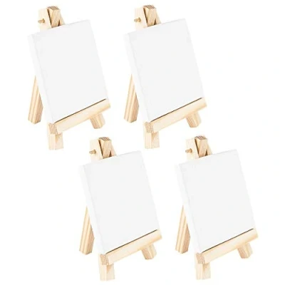 Abbildung von Ideen mit Herz Mini Staffeleien Leinwand Leinwände auf Keilrahmen, weiß Holz Tischdeko (Leinwand 7,5 x cm Staffelei 12,8 4 Stück)