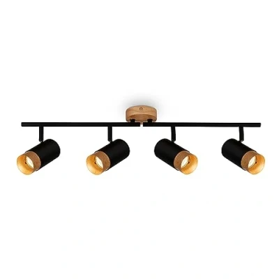 Abbildung von Deckenspot Plek GU10 schwarz/Holz vierflammig