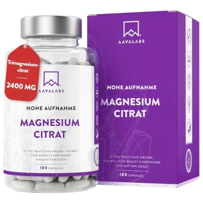 Abbildung von Magnesiumcitrat 2250mg Magnesium Hochdosiert Kapseln Tri Pulver 360mg Elementares pro Tagesdosis 180 Hohe bioverfügbarkeit Vegan Citrate