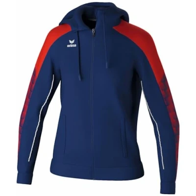 Abbildung von Erima Damen EVO STAR Trainingsjacke mit Kapuze (1032435), new navy/rot, 42