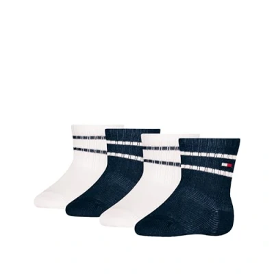 Abbildung von Tommy Hilfiger BABY SOCK Sport Unisex 4 PACK Socken für Kinder, Größe: 15 18, Navy/white