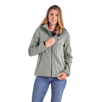 Abbildung von Killtec Damen Softshelljacke Softshell Jacke mit abzippbarer Kapuze wasserabweisend, Winddicht, atmungsaktiv 00762 helloliv 46