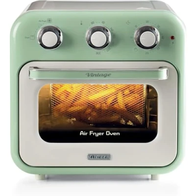 Abbildung von Ariete 4632 Vintage Heißluftfritteuse und Backofen, 1400 W, 2in1, 16 l Fassungsvermögen, inklusive Zubehör, 60 Minuten Timer, Doppelglas, Grün