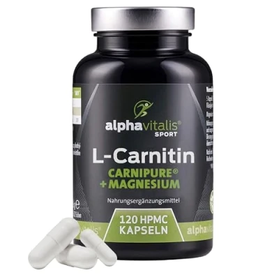 Abbildung von L Carnitin Kapseln hochdosiert 3000 mg 120 Tartrat Premium Rohstoff Carnipure® von Lonza + Magnesium Citrat ohne Stearat vegan Carnipure