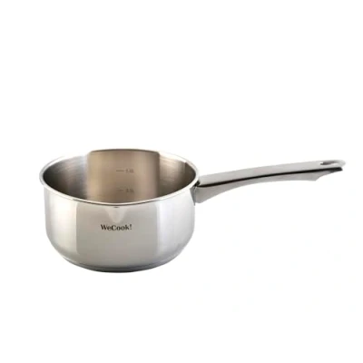 Abbildung von Wecook! Stielkasserolle 16cm, kasserolle, klein, kleiner Topf Induktion 1,5l, Edelstahl, stapelbar, für kleine Portionen, Singlehaushalt