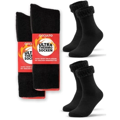 Abbildung von Occulto Damen &amp; Herren Ultra Thermosocken 2er Pack (Modell: Yuki) Schwarz 39 42