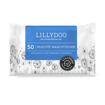 Abbildung von LILLYDOO Feuchte Waschtücher 50 Stück, 100% plastikfrei, extra großes Tuch, ohne Parfüme